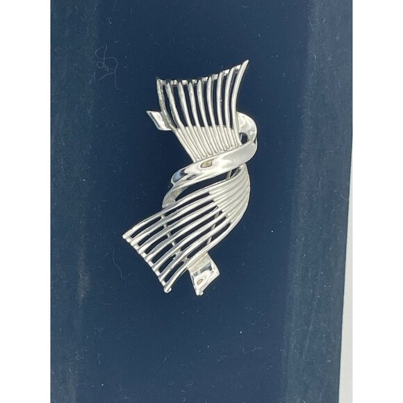 Silver Tone Brooch Intertwining Ribbons 3" - Picture 4 of 6